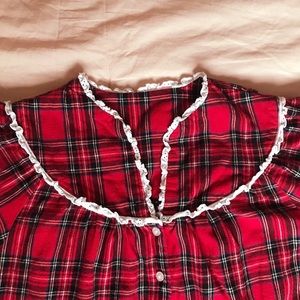 Lanz of Salzburg Red Plaid Flannel Nightgown